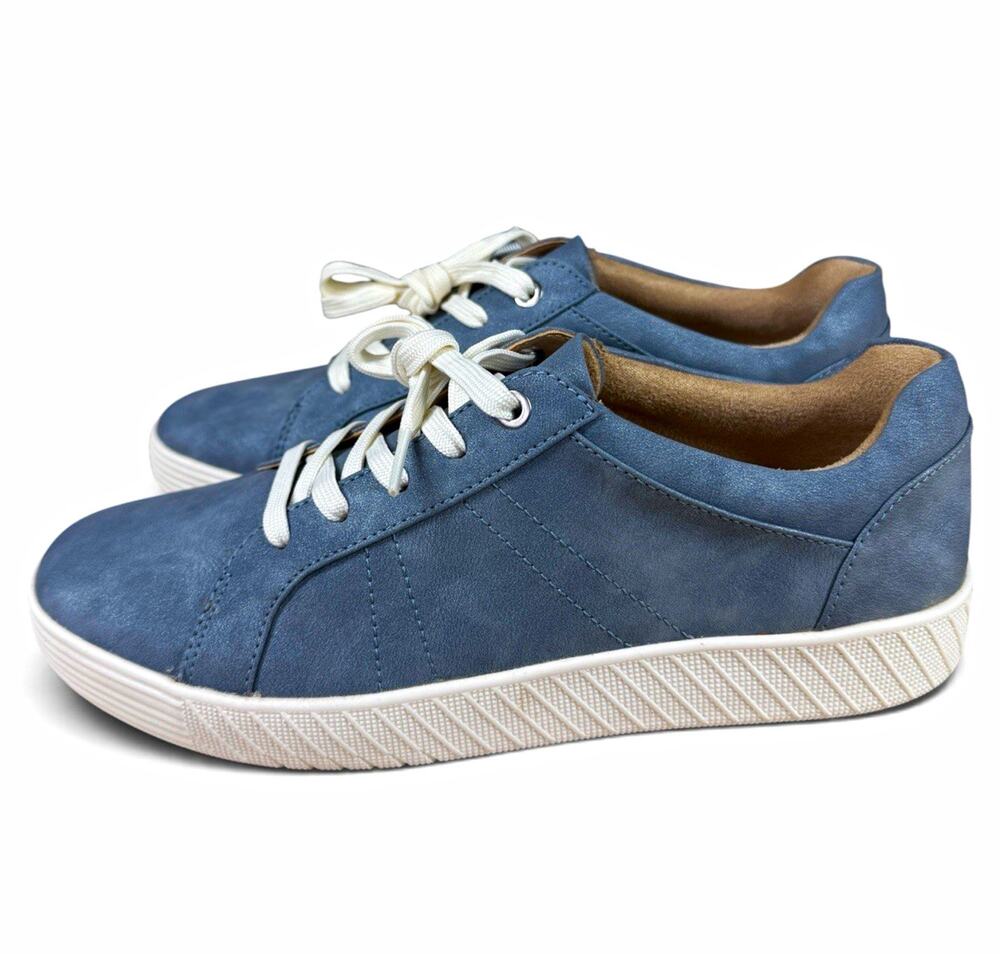 Size 9W SOUL Naturalizer Neela Blue Suede Sneakers Casual Lace Up Comfort